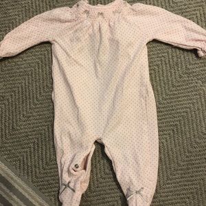 Smocked 0-3mo baby girl feeted pajamas (NWOT)